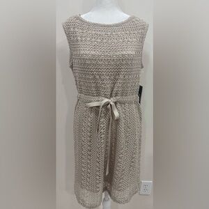 NWT Donna Ricco Women’s Summer Crochet Tan Mini Dress Size 8P